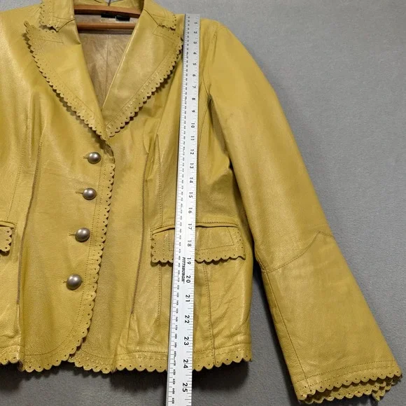 Vintage Y2K Cami NYC Western Cutouts Scalloped Edge Leather Jacket Size 16